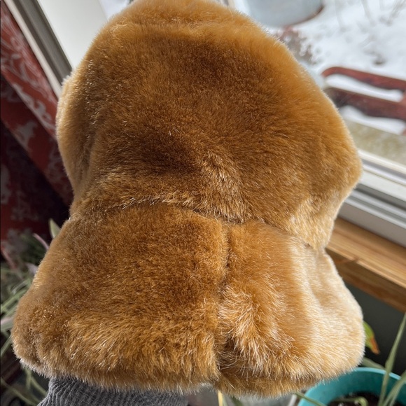 Vtg FAUX FUR Bucket Hat One Size Fits All Med Brown Made USA Y2K - Picture 7 of 9